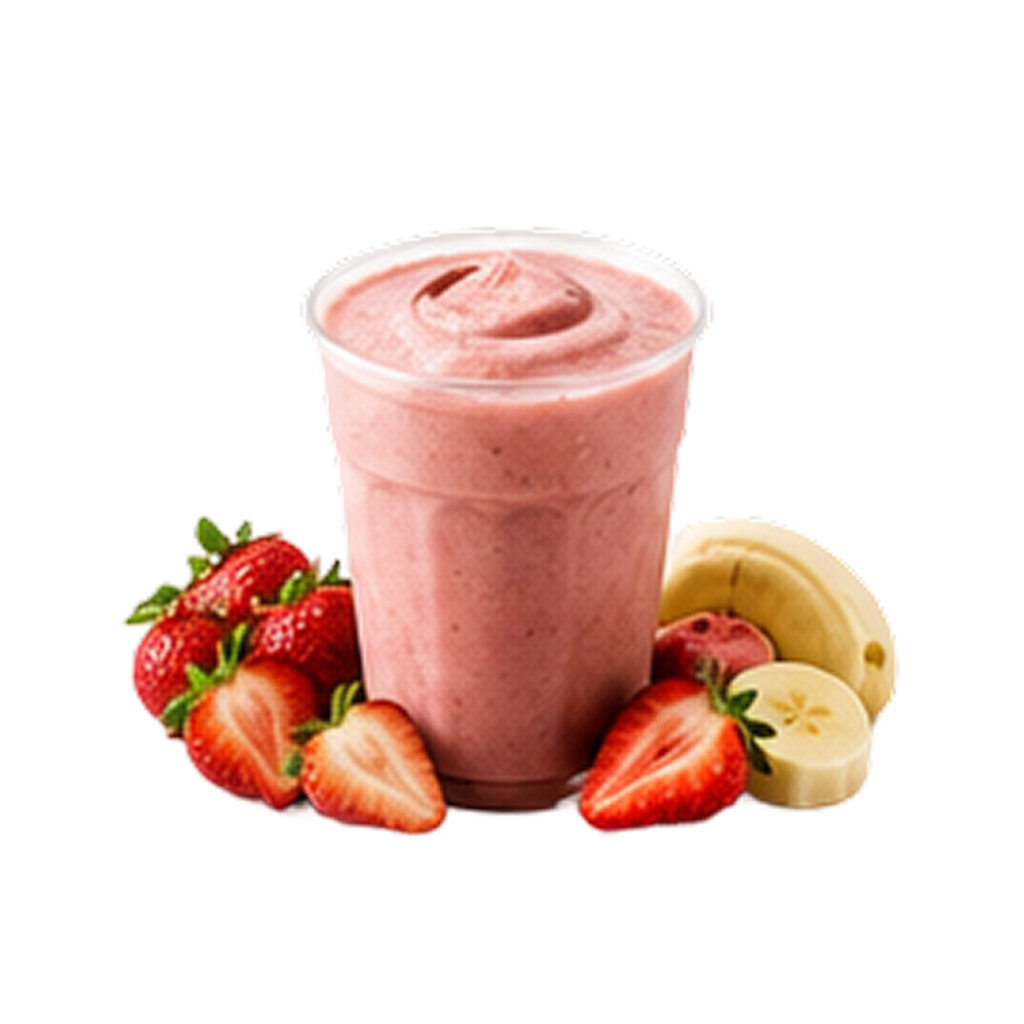 Banana Strawberry smoothie blended with ripe bananas and fresh strawberries.