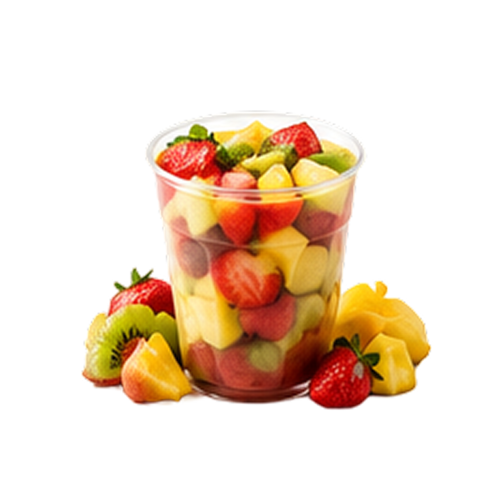 Fruit Salad smoothie made with pineapple, mango, grapes, banana, apple, and coconut water.