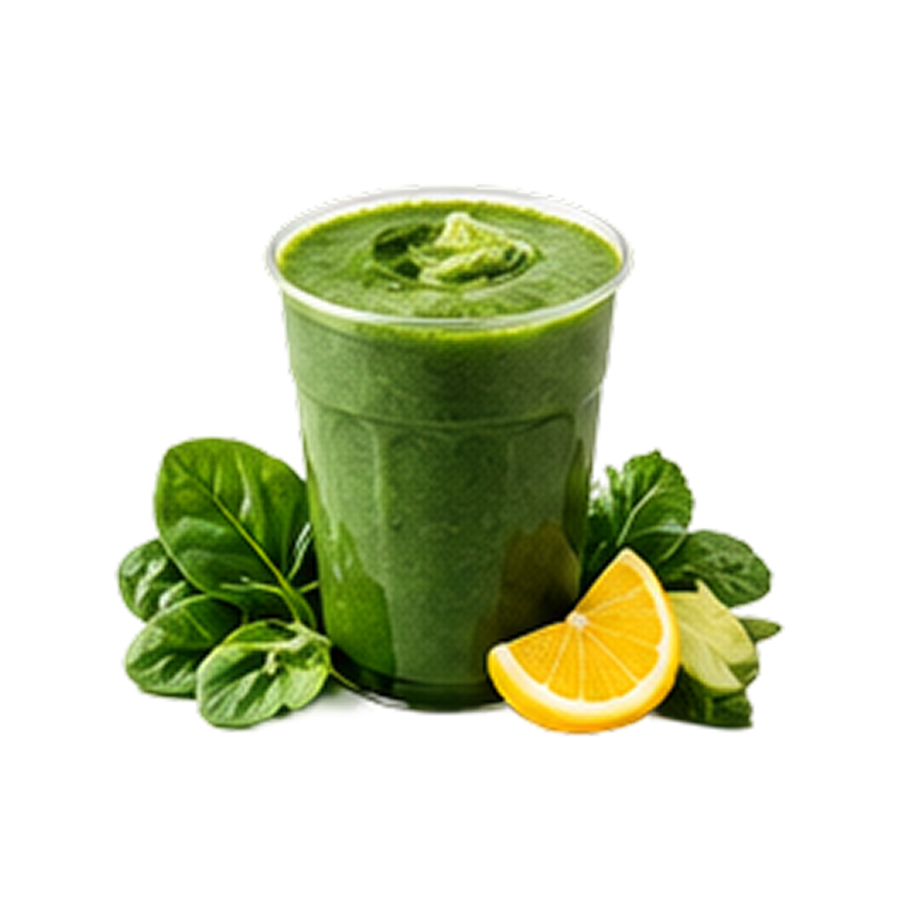 Mean Green juice made with kale, celery, cucumber, apple, lemon, and ginger.